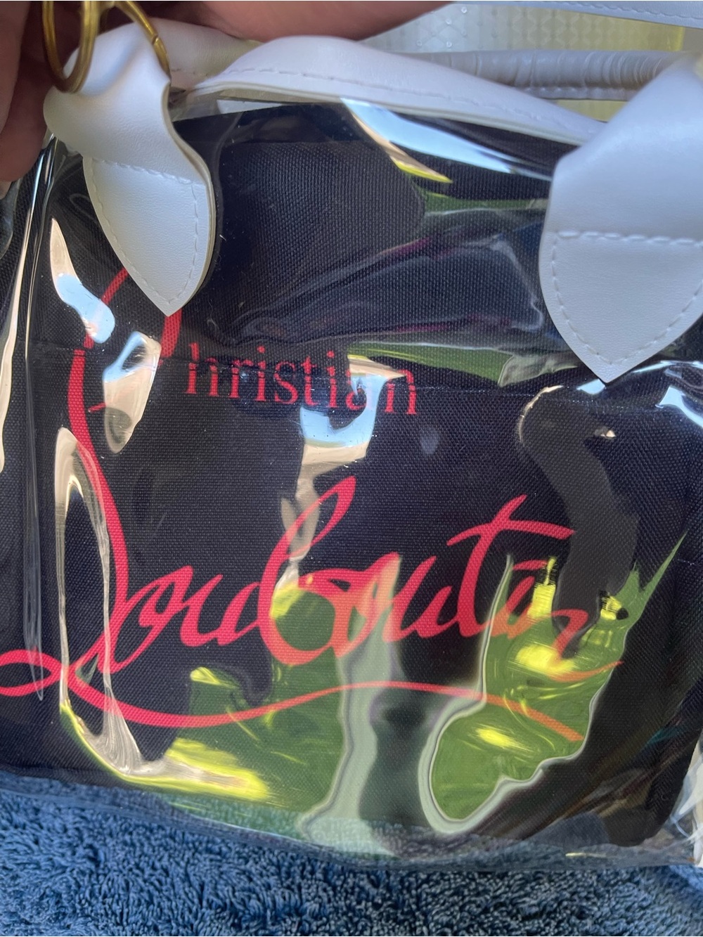 Christian Louboutin  lunch bag , comes clear tote with White Trim - Picture 3 of 3